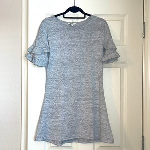 Grey ruffled short sleeve dress